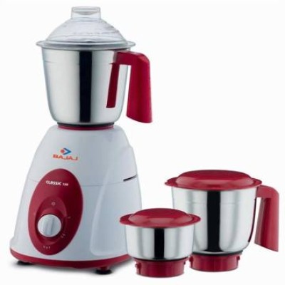BAJAJ Classic 750 W Mixer Grinder (3 Jars, white and maroon)