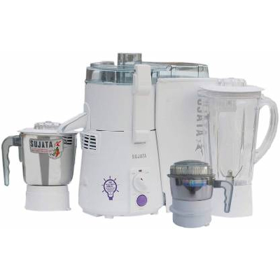 Sujata POWERMATIC PLUS WITH FREE CHUTNEY JAR 900 WATTS 900 Juicer Mixer Grinder (3 Jars, White)