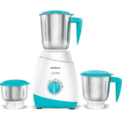 HAVELLS PLUS ASPRO 500 Mixer Grinder (3 Jars, White, Blue)