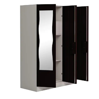 Slimline Metal 3 Door Almirah in Shell Wine Red Colour