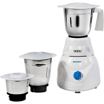 USHA MG 2853 Smash 500 W 500 Mixer Grinder (3 Jars, White)