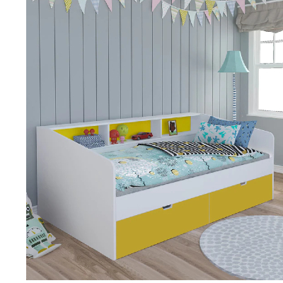 Milky Way Bed with Storage in White Finish