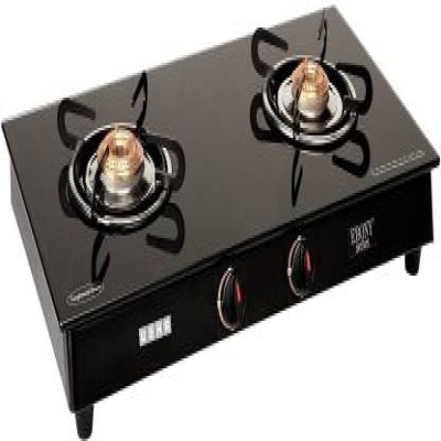 USHA EBONY GS2001 2 BURNER Glass, Aluminium Manual Gas Stove  (2 Burners)