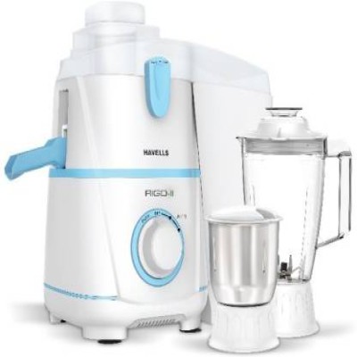 HAVELLS GHFJMBUW050 Rigo 2 JAr 500 W Juicer Mixer Grinder (2 Jars, White and Blue)
